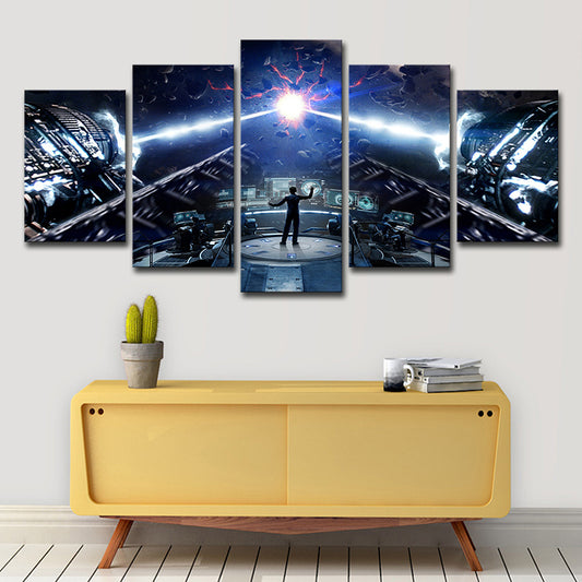 Sci-Fi Enders Game Art Print Canvas Multi-Piece Blue Wall Decor for Child Bedroom Clearhalo 'Art Gallery' 'Canvas Art' 'Kids' Arts' 1705454