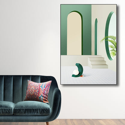 Architecture Wall Decor for Girls Bedroom in Light Color, Multiple Sizes Options Green Clearhalo 'Arts' 'Canvas Art' 1705485