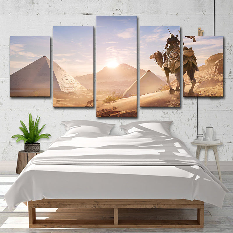 Assassins Creed Desert Scene Canvas Art Kids Multi-Piece Wall Decor in Yellow for Room Yellow Clearhalo 'Art Gallery' 'Canvas Art' 'Kids' Arts' 1705489