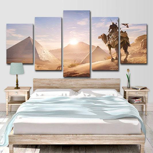 Assassins Creed Desert Scene Canvas Art Kids Multi-Piece Wall Decor in Yellow for Room Clearhalo 'Art Gallery' 'Canvas Art' 'Kids' Arts' 1705490
