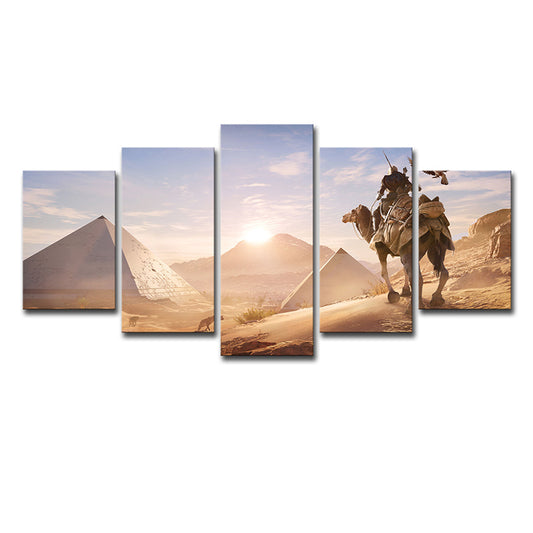 Assassins Creed Desert Scene Canvas Art Kids Multi-Piece Wall Decor in Yellow for Room Clearhalo 'Art Gallery' 'Canvas Art' 'Kids' Arts' 1705492