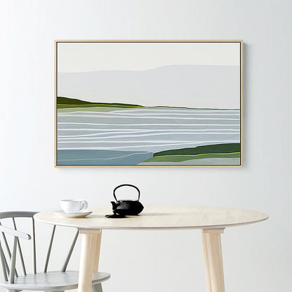 Scandinavian Sea and Hills Painting Blue Textured Wall Art Decor for Dining Room Blue Clearhalo 'Arts' 'Canvas Art' 1705496