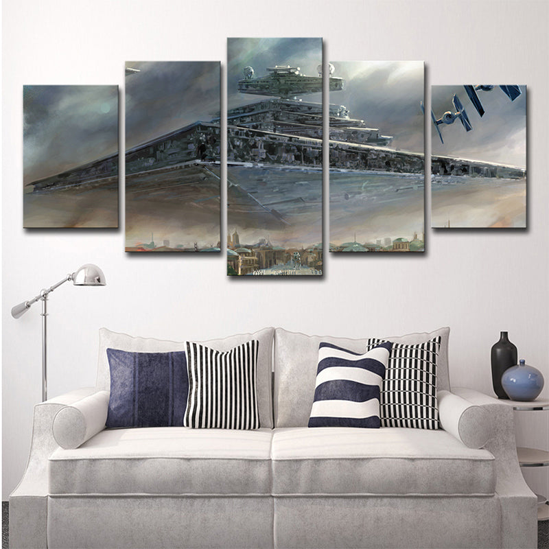 Star Wars Floating City Canvas Science Fiction Multi-Piece Wall Art Print in Brown Brown Clearhalo 'Art Gallery' 'Canvas Art' 'Kids' Arts' 1705521