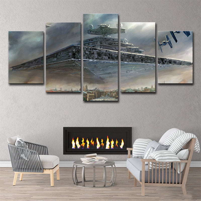 Star Wars Floating City Canvas Science Fiction Multi-Piece Wall Art Print in Brown Clearhalo 'Art Gallery' 'Canvas Art' 'Kids' Arts' 1705522