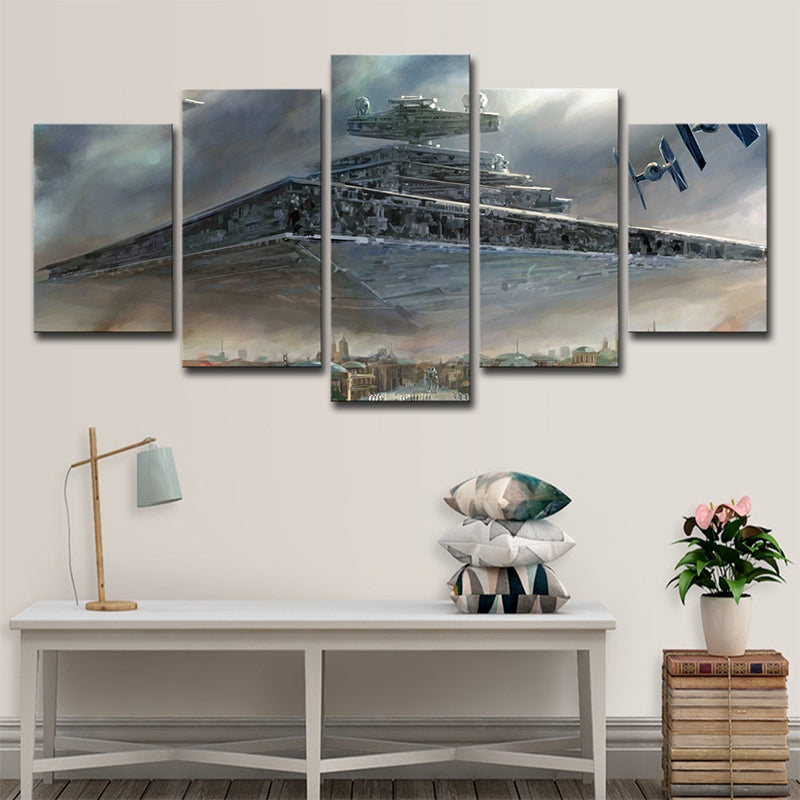 Star Wars Floating City Canvas Science Fiction Multi-Piece Wall Art Print in Brown Clearhalo 'Art Gallery' 'Canvas Art' 'Kids' Arts' 1705523