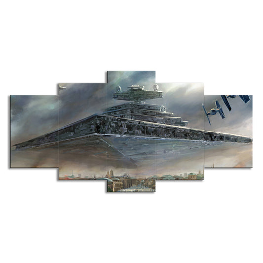 Star Wars Floating City Canvas Science Fiction Multi-Piece Wall Art Print in Brown Clearhalo 'Art Gallery' 'Canvas Art' 'Kids' Arts' 1705524