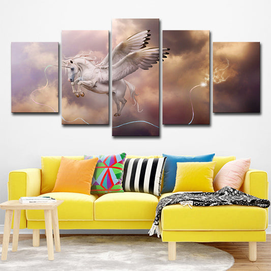 Modern Fantasy Unicorn Wall Art Brown Multi-Piece Canvas Print for Bedroom Brown Clearhalo 'Art Gallery' 'Canvas Art' 'Kids' Arts' 1705528