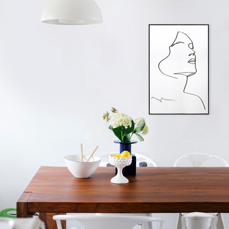 Girl Line Drawing Wall Art Minimalism Canvas Print Wall Decoration in White for Bedroom Clearhalo 'Art Gallery' 'Canvas Art' 'Contemporary Art Gallery' 'Contemporary Art' 'Minimalism' 'Minimalist Art Gallery' 'Scandinavian' Arts' 1705536