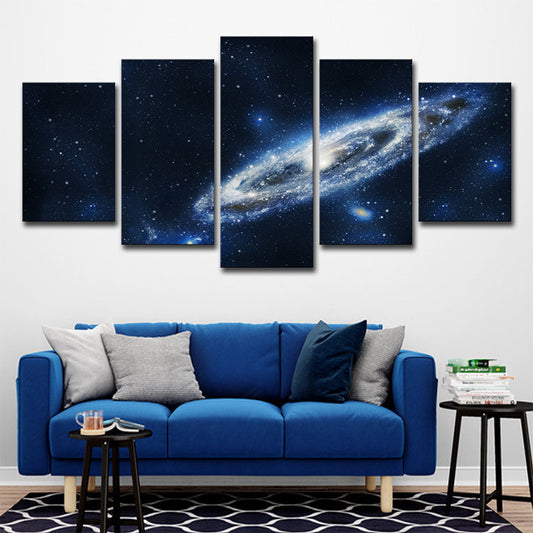 Sci-Fi Milky Way Galaxy Art Print Canvas Multi-Piece Dark Blue Wall Decor for Home Dark Blue Clearhalo 'Art Gallery' 'Canvas Art' 'Kids' Arts' 1705541