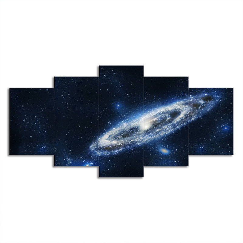 Sci-Fi Milky Way Galaxy Art Print Canvas Multi-Piece Dark Blue Wall Decor for Home Clearhalo 'Art Gallery' 'Canvas Art' 'Kids' Arts' 1705544