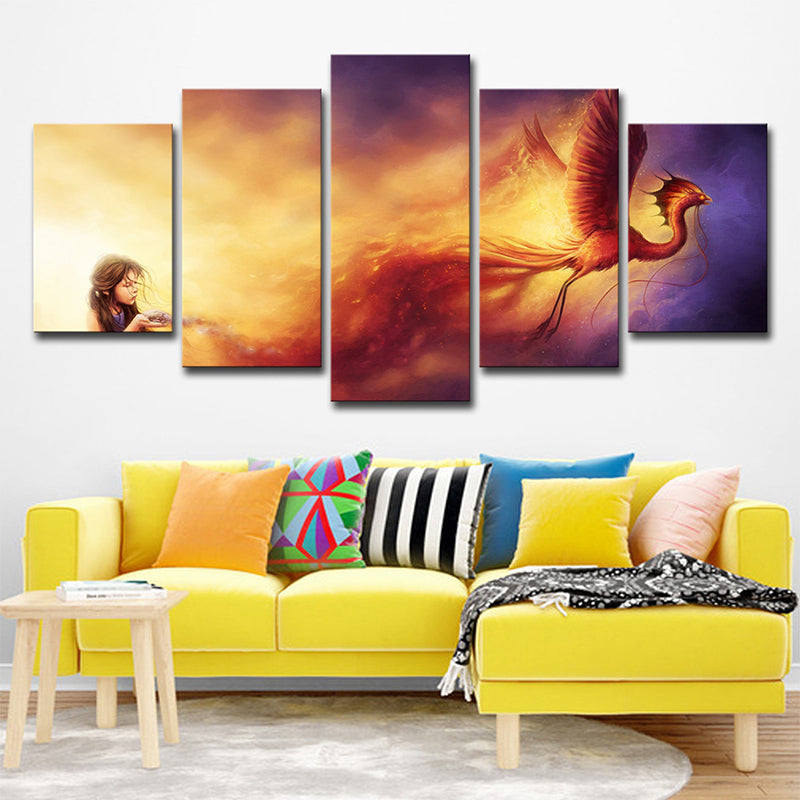 Phoenix Nirvana Canvas Art Kids Style Multi-Piece Girls Bedroom Wall Decor in Yellow Clearhalo 'Art Gallery' 'Canvas Art' 'Kids' Arts' 1705557
