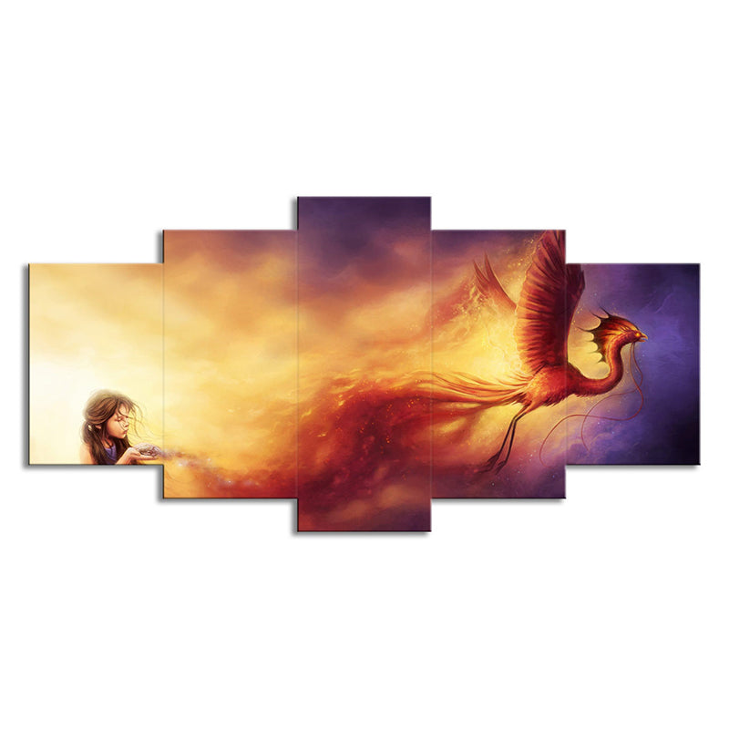 Phoenix Nirvana Canvas Art Kids Style Multi-Piece Girls Bedroom Wall Decor in Yellow Clearhalo 'Art Gallery' 'Canvas Art' 'Kids' Arts' 1705558