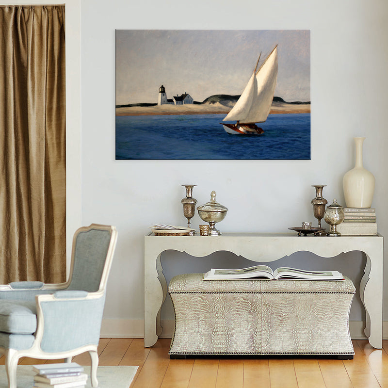 Plain Sailing Art Print Tropical Beach Textured Living Room Wall Decor (Multiple Sizes Available) Blue Clearhalo 'Art Gallery' 'Canvas Art' 'Coastal Art Gallery' 'Nautical' Arts' 1705562