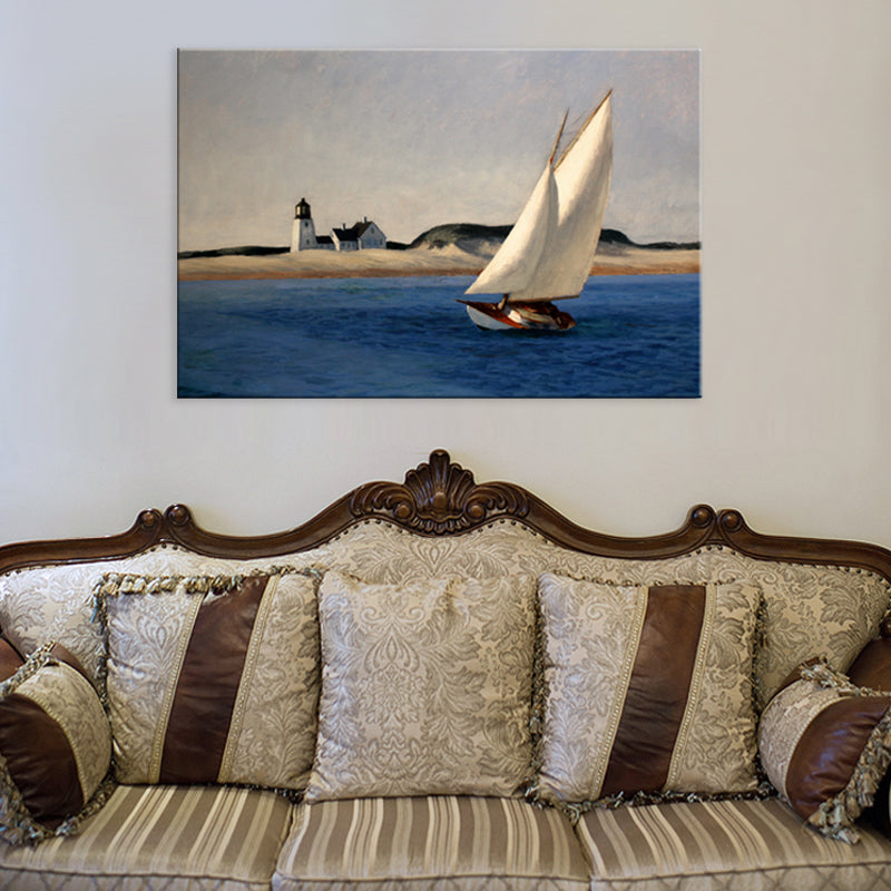 Plain Sailing Art Print Tropical Beach Textured Living Room Wall Decor (Multiple Sizes Available) Clearhalo 'Art Gallery' 'Canvas Art' 'Coastal Art Gallery' 'Nautical' Arts' 1705564