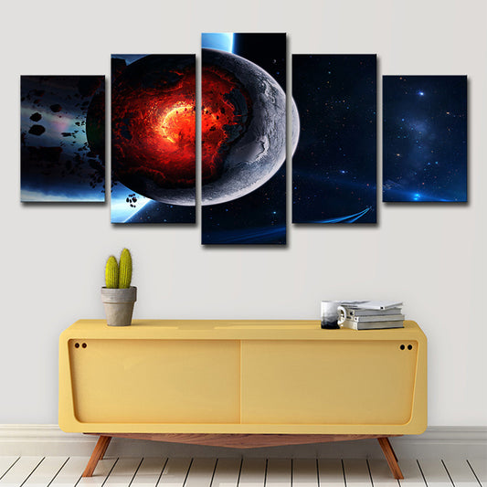 Planet Canvas Wall Art Multi-Piece Science Fiction House Interior Wall Decor in Blue Clearhalo 'Art Gallery' 'Canvas Art' 'Kids' Arts' 1705599