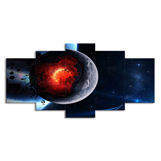 Planet Canvas Wall Art Multi-Piece Science Fiction House Interior Wall Decor in Blue Clearhalo 'Art Gallery' 'Canvas Art' 'Kids' Arts' 1705600