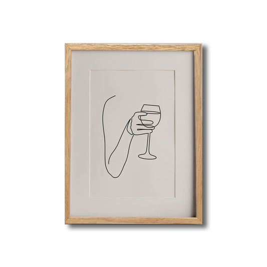 Canvas White Art Print Minimalistic Hand with Wine Glass Line Drawing Wall Decor Clearhalo 'Art Gallery' 'Canvas Art' 'Contemporary Art Gallery' 'Contemporary Art' 'Minimalism' 'Minimalist Art Gallery' 'Scandinavian' Arts' 1705607
