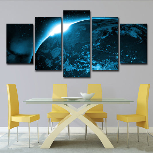 Cosmos the Earth Canvas Art Multi-Piece Sci-Fi Dining Room Wall Decor in Dark Blue Dark Blue Clearhalo 'Art Gallery' 'Canvas Art' 'Kids' Arts' 1705618