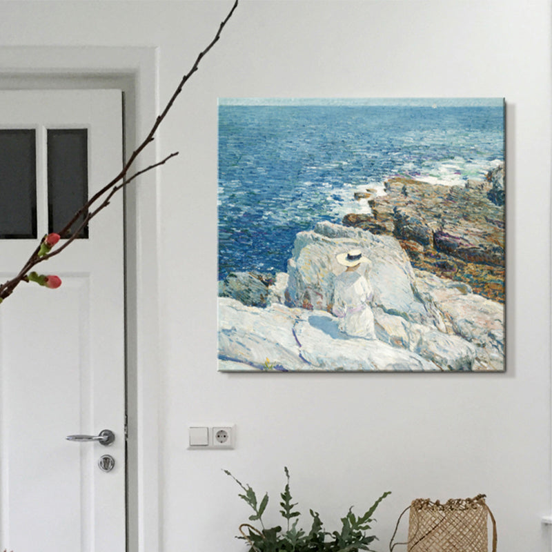 Lady Wall Art Decor Soft Color Vintage Square Canvas Print for Dining Room, Multiple Sizes Blue Clearhalo 'Arts' 'Canvas Art' 1705632