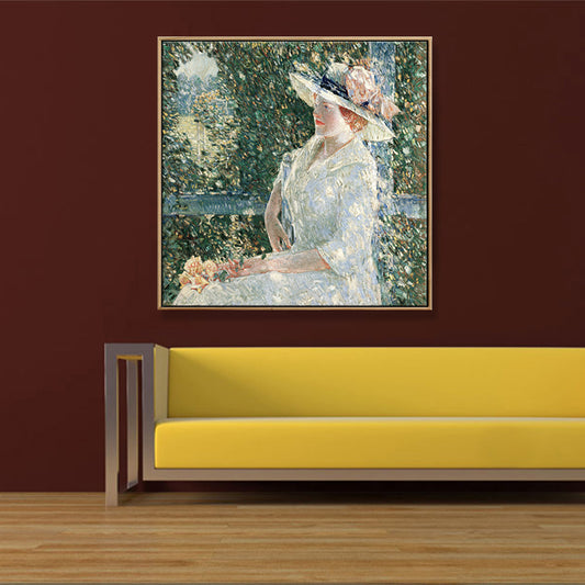 Lady Wall Art Decor Soft Color Vintage Square Canvas Print for Dining Room, Multiple Sizes Clearhalo 'Arts' 'Canvas Art' 1705639