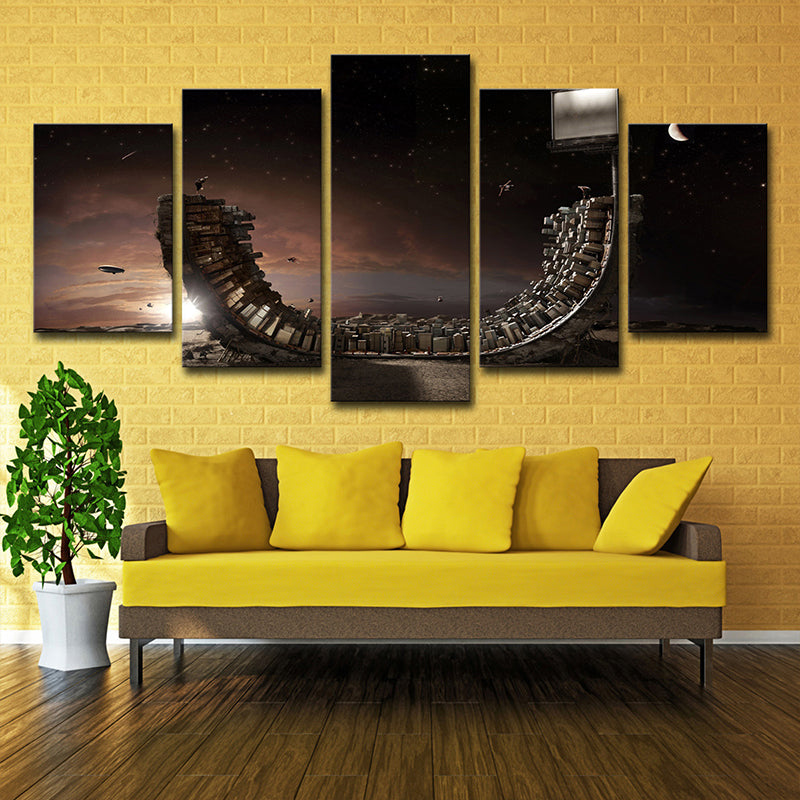 Modern Wooden Skateboard Art Print Canvas Multi-Piece Brown Wall Decor for Bedroom Clearhalo 'Art Gallery' 'Canvas Art' 'Contemporary Art Gallery' 'Modern' Arts' 1705708