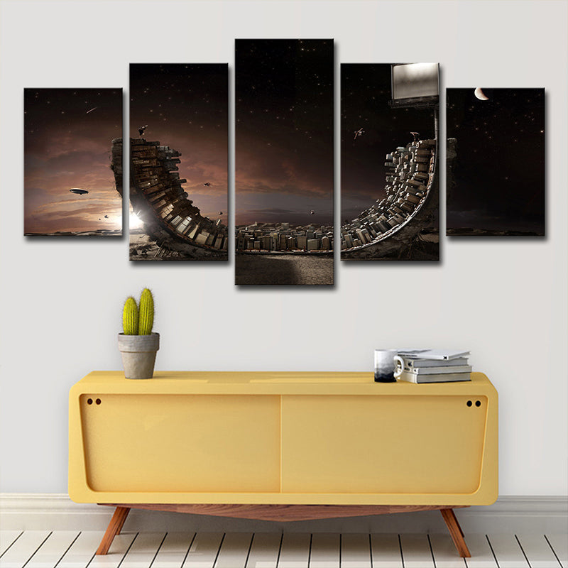 Modern Wooden Skateboard Art Print Canvas Multi-Piece Brown Wall Decor for Bedroom Clearhalo 'Art Gallery' 'Canvas Art' 'Contemporary Art Gallery' 'Modern' Arts' 1705709