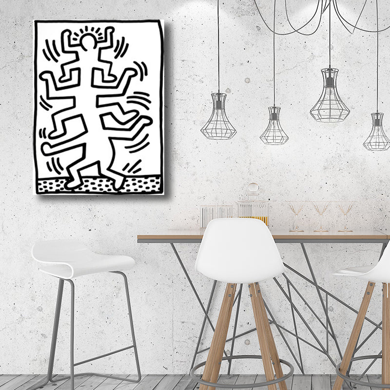 Funny Figure Drawing Wall Art for Living Room Abstract Canvas Print in Black-White White Design 5 Clearhalo 'Art Gallery' 'Canvas Art' 'Contemporary Art Gallery' 'Contemporary Art' 'Minimalism' 'Minimalist Art Gallery' 'Scandinavian' Arts' 1705721