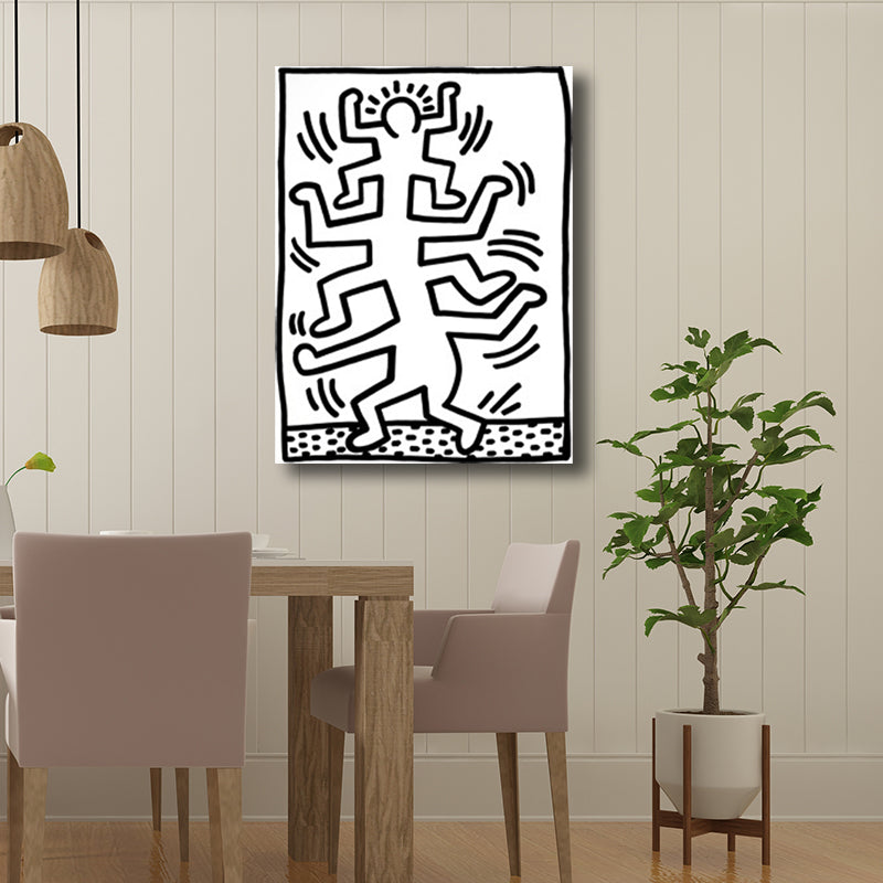 Funny Figure Drawing Wall Art for Living Room Abstract Canvas Print in Black-White Clearhalo 'Art Gallery' 'Canvas Art' 'Contemporary Art Gallery' 'Contemporary Art' 'Minimalism' 'Minimalist Art Gallery' 'Scandinavian' Arts' 1705722