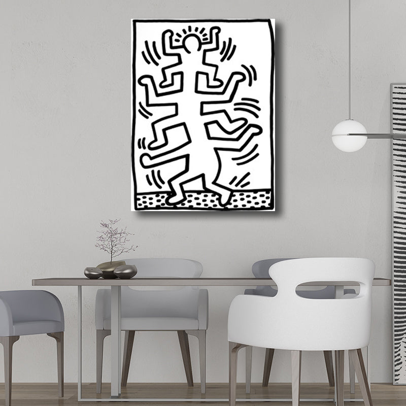 Funny Figure Drawing Wall Art for Living Room Abstract Canvas Print in Black-White Clearhalo 'Art Gallery' 'Canvas Art' 'Contemporary Art Gallery' 'Contemporary Art' 'Minimalism' 'Minimalist Art Gallery' 'Scandinavian' Arts' 1705723