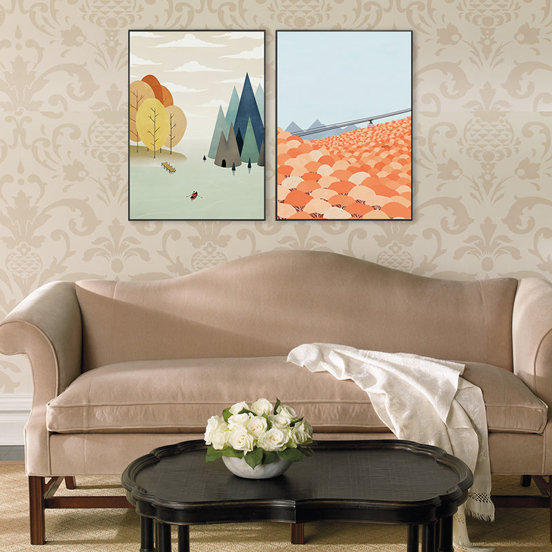 Illustrations Fall Forest Wall Decor Textured Childrens Art Bedroom Canvas Print Clearhalo 'Art Gallery' 'Canvas Art' 'Kids' Arts' 1705738