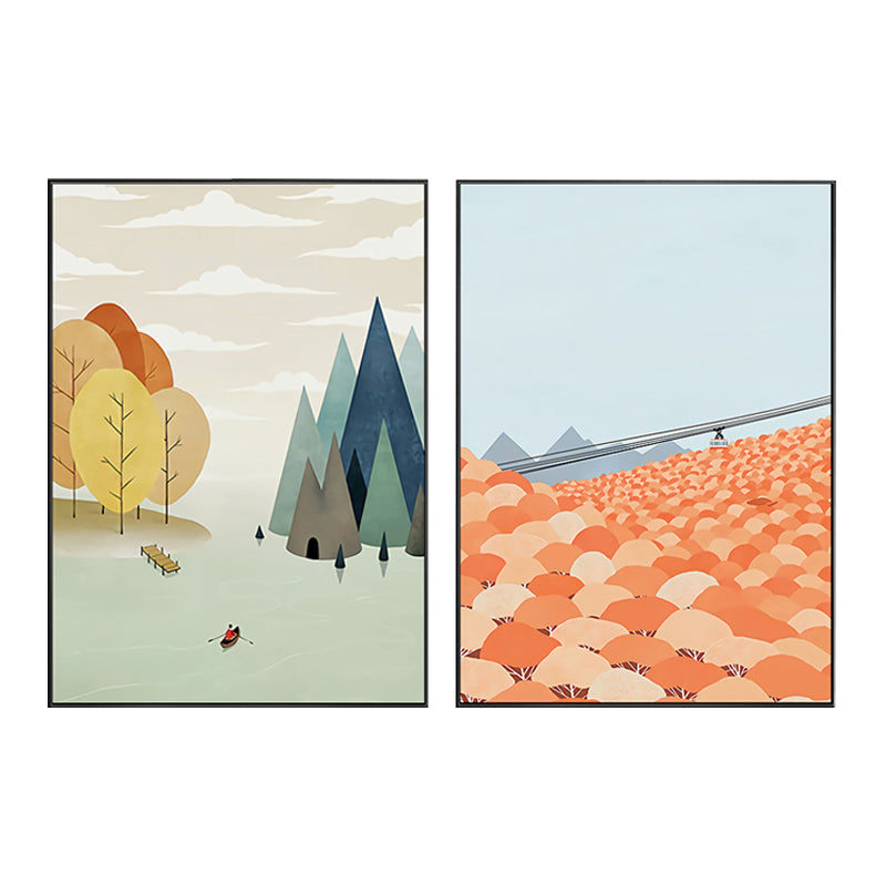 Illustrations Fall Forest Wall Decor Textured Childrens Art Bedroom Canvas Print Clearhalo 'Art Gallery' 'Canvas Art' 'Kids' Arts' 1705740