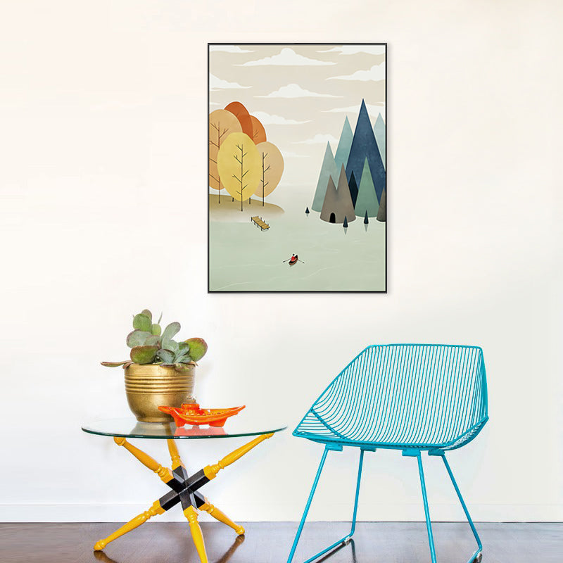 Illustrations Fall Forest Wall Decor Textured Childrens Art Bedroom Canvas Print Yellow Clearhalo 'Art Gallery' 'Canvas Art' 'Kids' Arts' 1705744