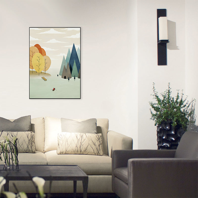 Illustrations Fall Forest Wall Decor Textured Childrens Art Bedroom Canvas Print Clearhalo 'Art Gallery' 'Canvas Art' 'Kids' Arts' 1705746