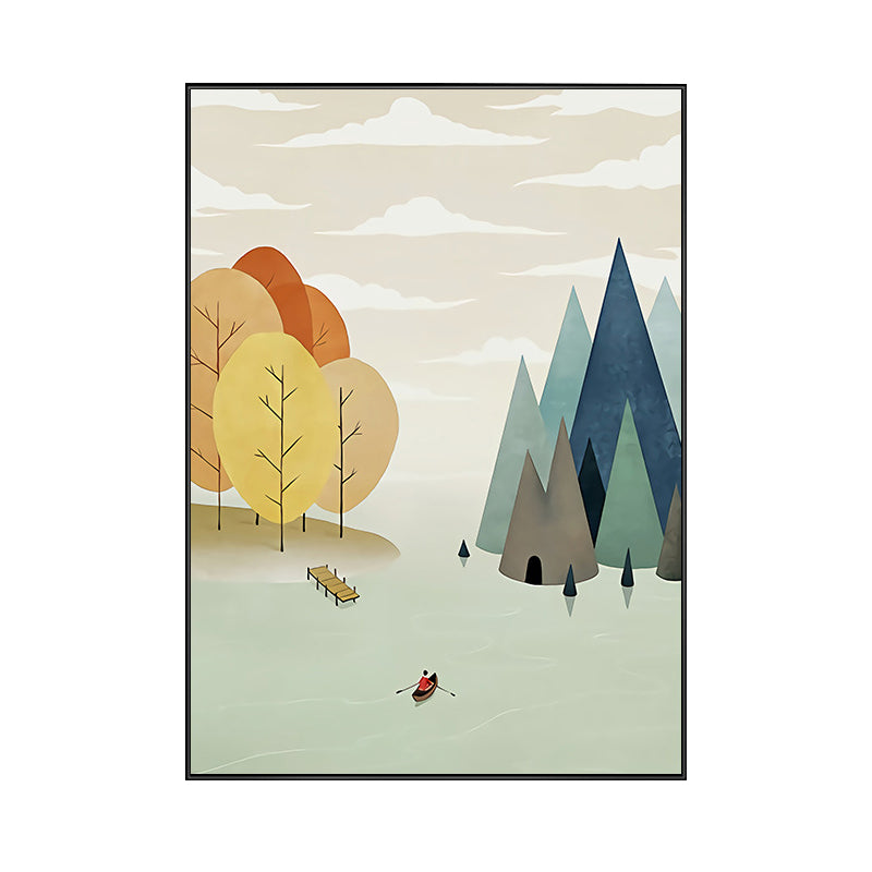 Illustrations Fall Forest Wall Decor Textured Childrens Art Bedroom Canvas Print Clearhalo 'Art Gallery' 'Canvas Art' 'Kids' Arts' 1705747