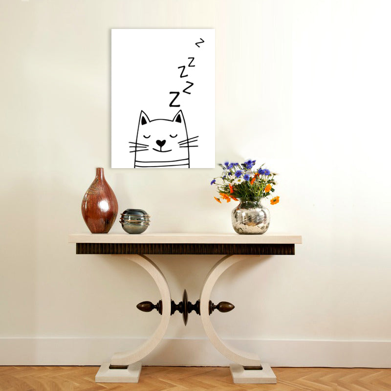 Cartoon Sweet Night Wall Art Black and White Animal Pattern Canvas for Bedroom Clearhalo 'Art Gallery' 'Canvas Art' 'Contemporary Art Gallery' 'Contemporary Art' 'Minimalism' 'Minimalist Art Gallery' 'Scandinavian' Arts' 1705760