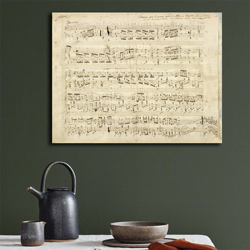 Minimalism Style Music Score Painting Canvas Textured Yellow Wall Print for Bathroom Yellow Clearhalo 'Art Gallery' 'Canvas Art' 'Contemporary Art Gallery' 'Contemporary Art' 'Minimalism' 'Minimalist Art Gallery' 'Scandinavian' Arts' 1705778