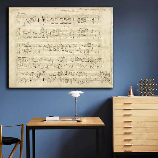 Minimalism Style Music Score Painting Canvas Textured Yellow Wall Print for Bathroom Clearhalo 'Art Gallery' 'Canvas Art' 'Contemporary Art Gallery' 'Contemporary Art' 'Minimalism' 'Minimalist Art Gallery' 'Scandinavian' Arts' 1705780
