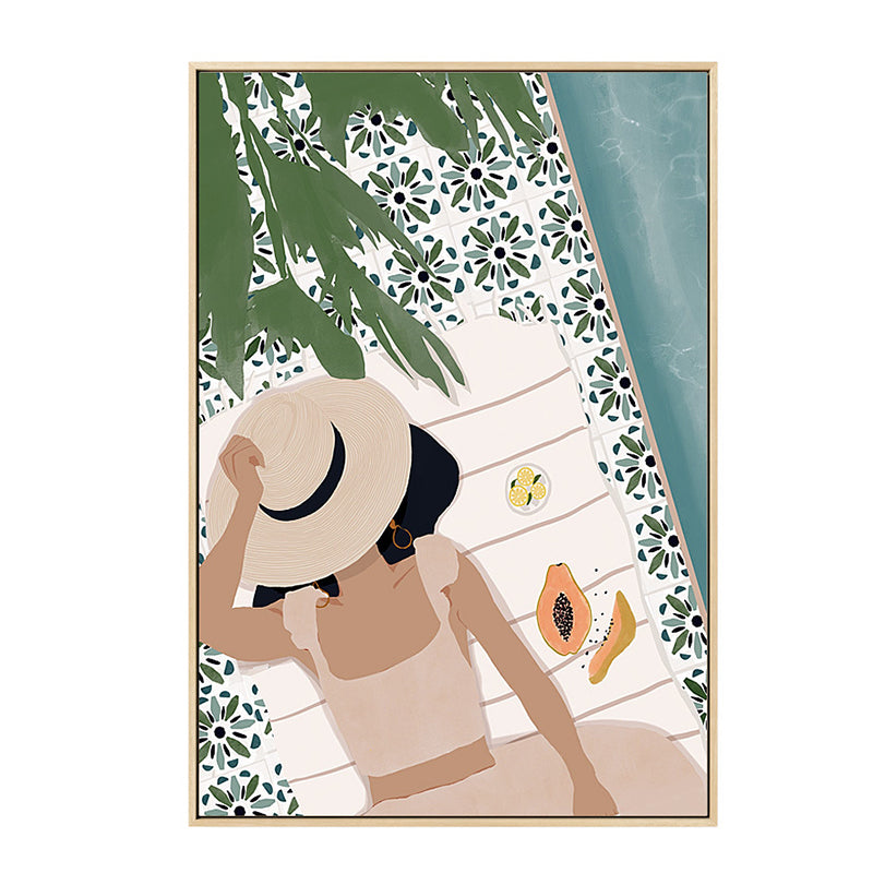 Carefree Girl Wall Decor for Living Room in Pastel Color, Multiple Sizes Available Clearhalo 'Arts' 'Canvas Art' 1705846