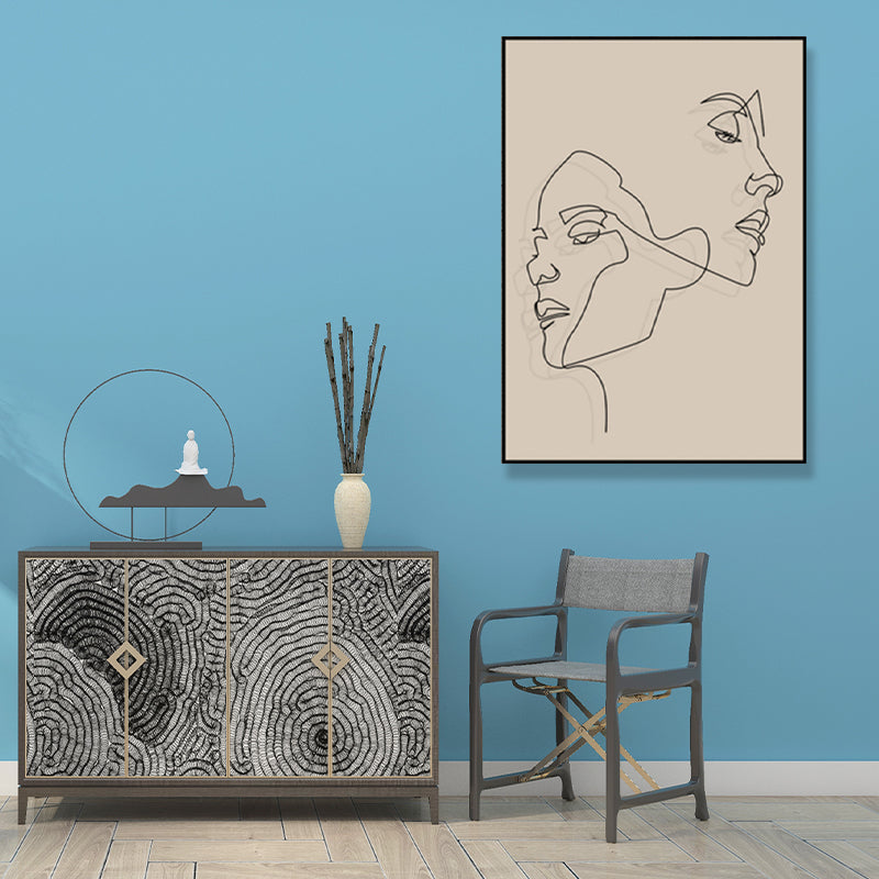 Brown Pencil Sketch Canvas Art Line Drawing Minimalist Textured Wall Decor for Room Clearhalo 'Art Gallery' 'Canvas Art' 'Contemporary Art Gallery' 'Contemporary Art' 'Minimalism' 'Minimalist Art Gallery' 'Scandinavian' Arts' 1705862