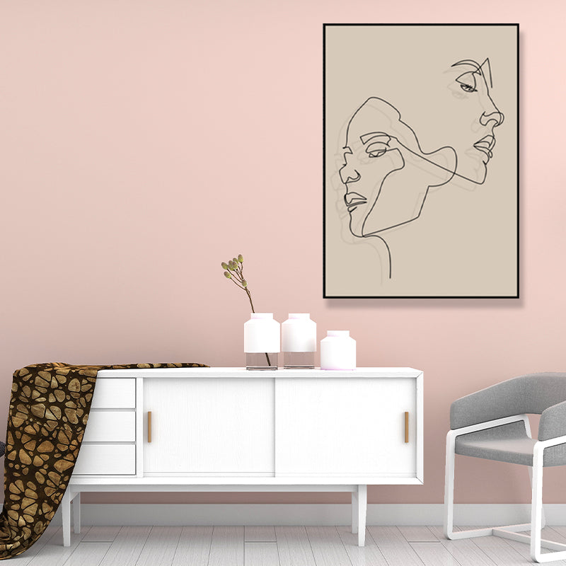 Brown Pencil Sketch Canvas Art Line Drawing Minimalist Textured Wall Decor for Room Clearhalo 'Art Gallery' 'Canvas Art' 'Contemporary Art Gallery' 'Contemporary Art' 'Minimalism' 'Minimalist Art Gallery' 'Scandinavian' Arts' 1705863