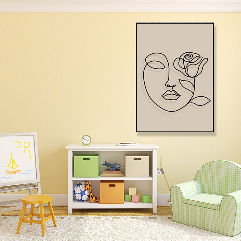 Brown Pencil Sketch Canvas Art Line Drawing Minimalist Textured Wall Decor for Room Clearhalo 'Art Gallery' 'Canvas Art' 'Contemporary Art Gallery' 'Contemporary Art' 'Minimalism' 'Minimalist Art Gallery' 'Scandinavian' Arts' 1705874