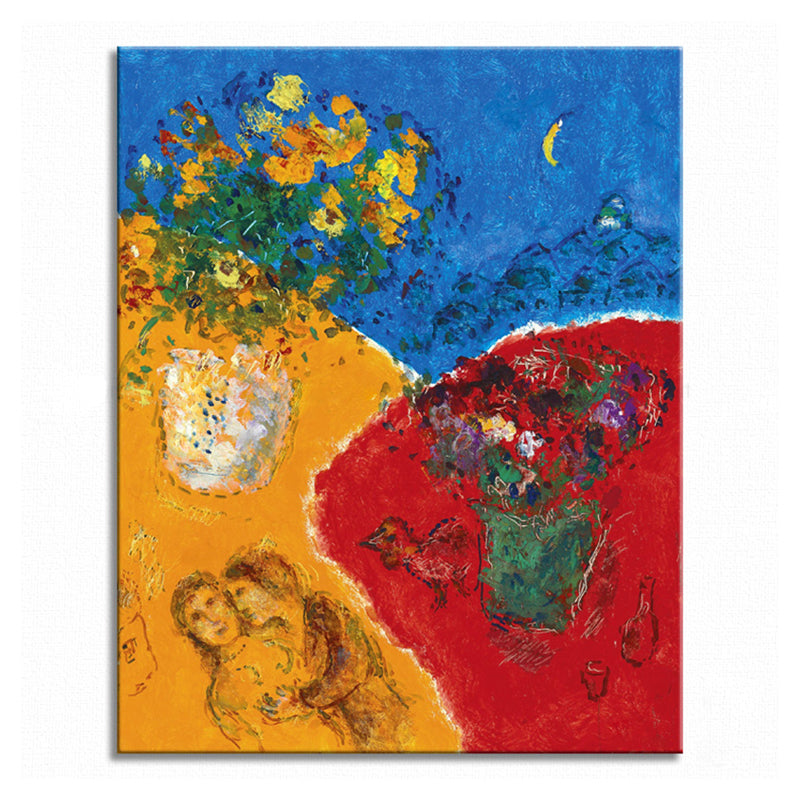 Textured Flower and Figure Painting Traditional Wall Decor in Yellow for Living Room Clearhalo 'Art Gallery' 'Canvas Art' 'Traditional' Arts' 1705901