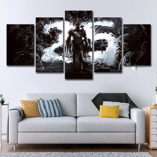 Sci-Fi Doom Game Scene Art Print Canvas Multi-Piece Black Wall Decor for Boys Room Clearhalo 'Art Gallery' 'Canvas Art' 'Kids' Arts' 1705912