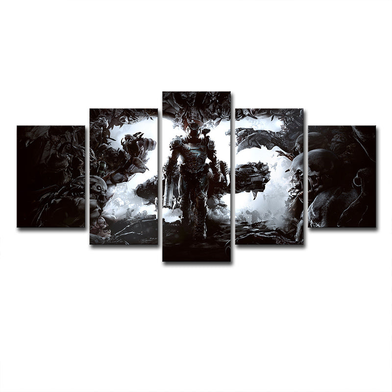 Sci-Fi Doom Game Scene Art Print Canvas Multi-Piece Black Wall Decor for Boys Room Clearhalo 'Art Gallery' 'Canvas Art' 'Kids' Arts' 1705914