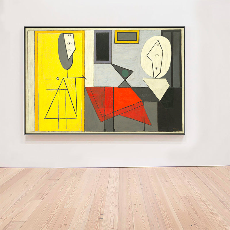 Picasso Geometric Figure Wall Art Synthetic Cubism Textured House Interior Canvas Red Clearhalo 'Art Gallery' 'Canvas Art' 'Contemporary Art Gallery' 'Contemporary Art' 'Minimalism' 'Minimalist Art Gallery' 'Scandinavian' Arts' 1705959