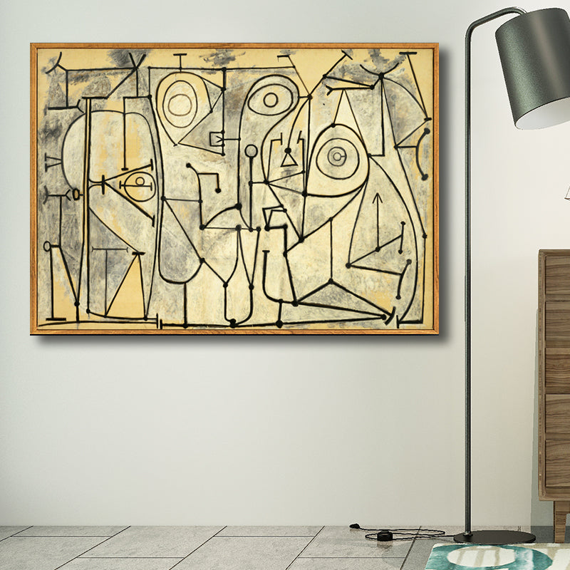 Picasso Geometric Figure Wall Art Synthetic Cubism Textured House Interior Canvas Yellow Clearhalo 'Art Gallery' 'Canvas Art' 'Contemporary Art Gallery' 'Contemporary Art' 'Minimalism' 'Minimalist Art Gallery' 'Scandinavian' Arts' 1705966