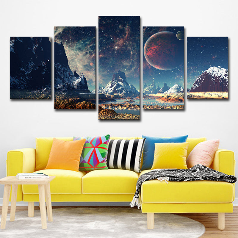 Crescent Mountain Landscape Wall Art Dark Blue Modern Style Canvas Print for Home Clearhalo 'Art Gallery' 'Canvas Art' 'Kids' Arts' 1705971