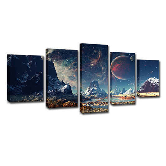 Crescent Mountain Landscape Wall Art Dark Blue Modern Style Canvas Print for Home Clearhalo 'Art Gallery' 'Canvas Art' 'Kids' Arts' 1705973