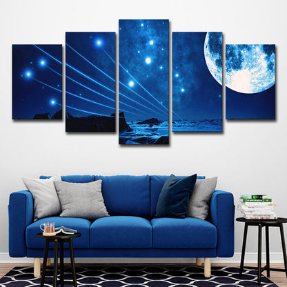 Stellar Shooting Stars Wall Art Decor Blue Sci-Fi Canvas Print for House Interior Blue Clearhalo 'Art Gallery' 'Canvas Art' 'Kids' Arts' 1705984