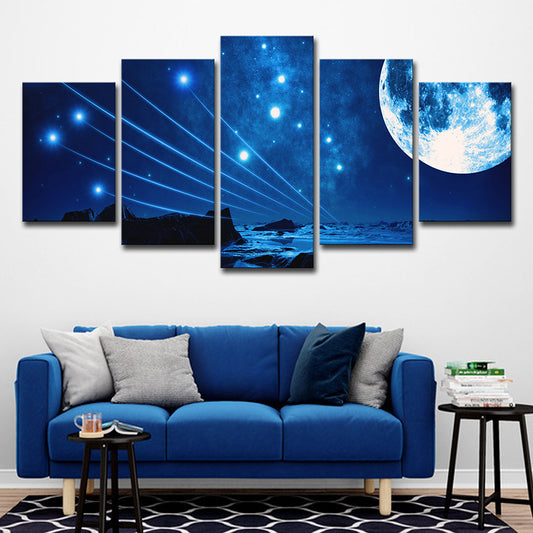 Stellar Shooting Stars Wall Art Decor Blue Sci-Fi Canvas Print for House Interior Blue Clearhalo 'Art Gallery' 'Canvas Art' 'Kids' Arts' 1705984